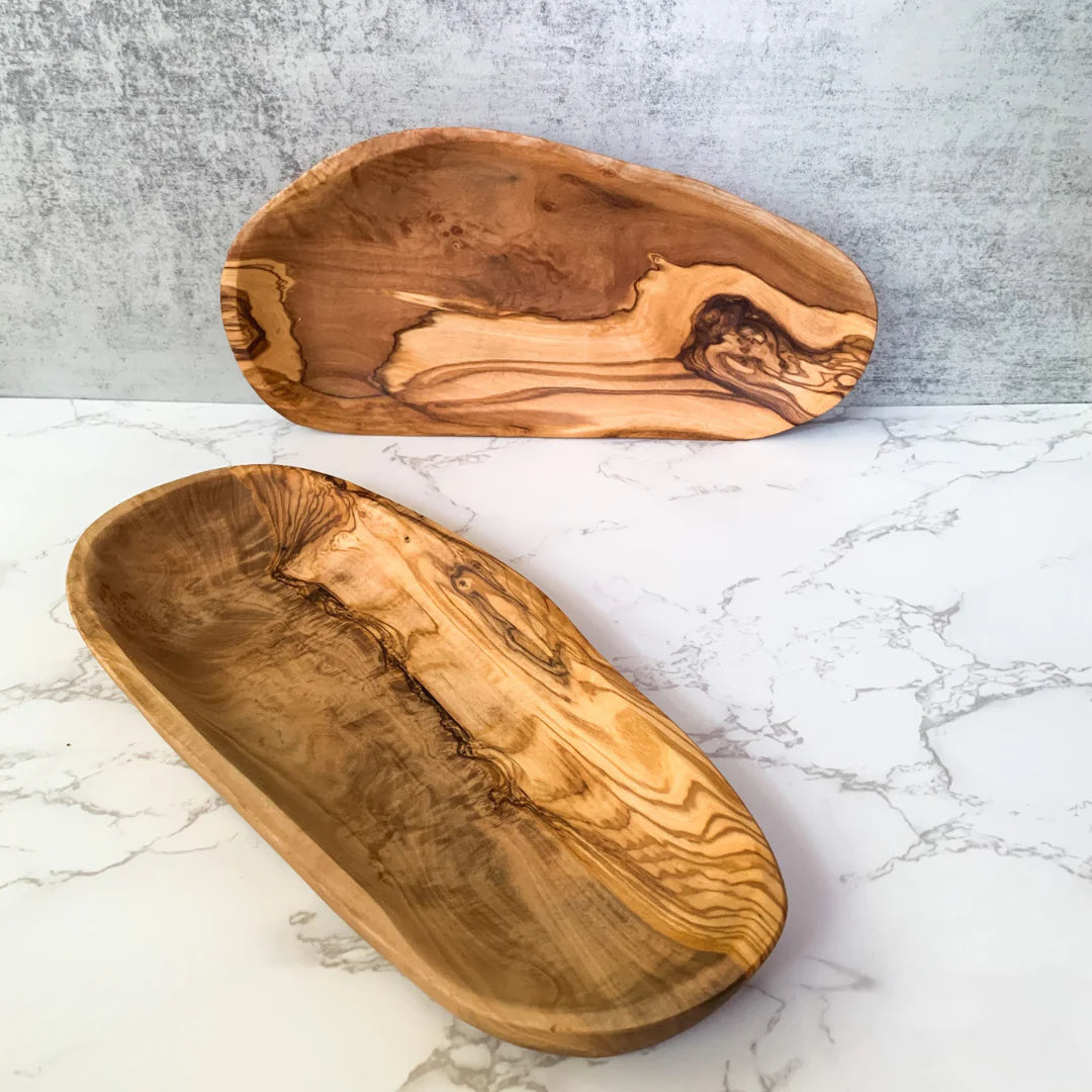 Rustic Olive Wood Oval Plate